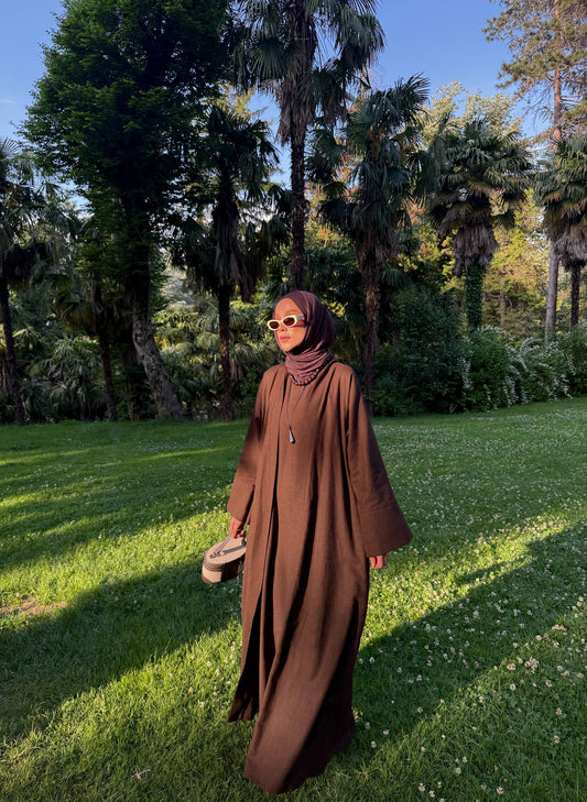 Two-piece Abaya set - brown