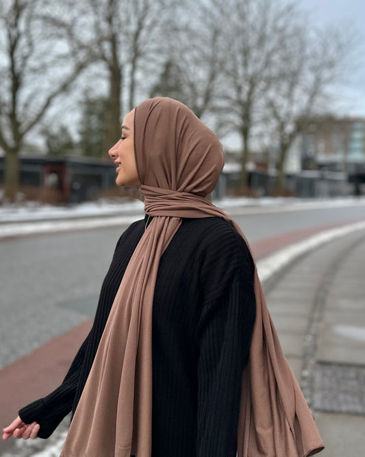 Plain Jersey hijab - Brown  b198