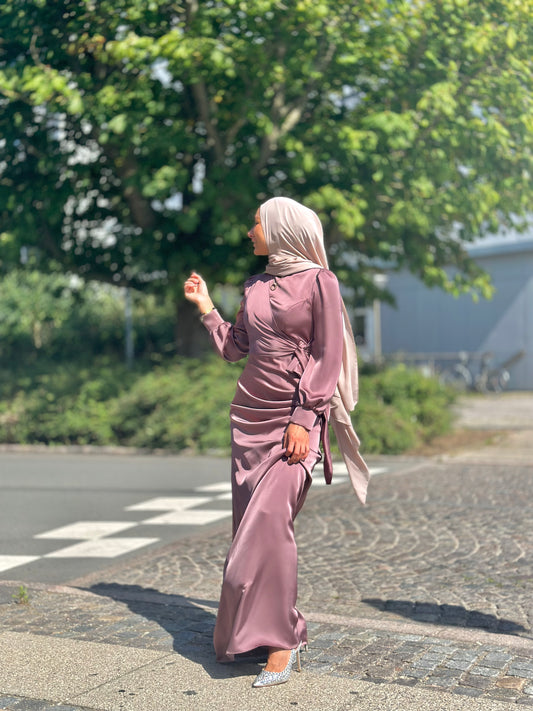 Bodycon Satin Dress - Dusty Mauve