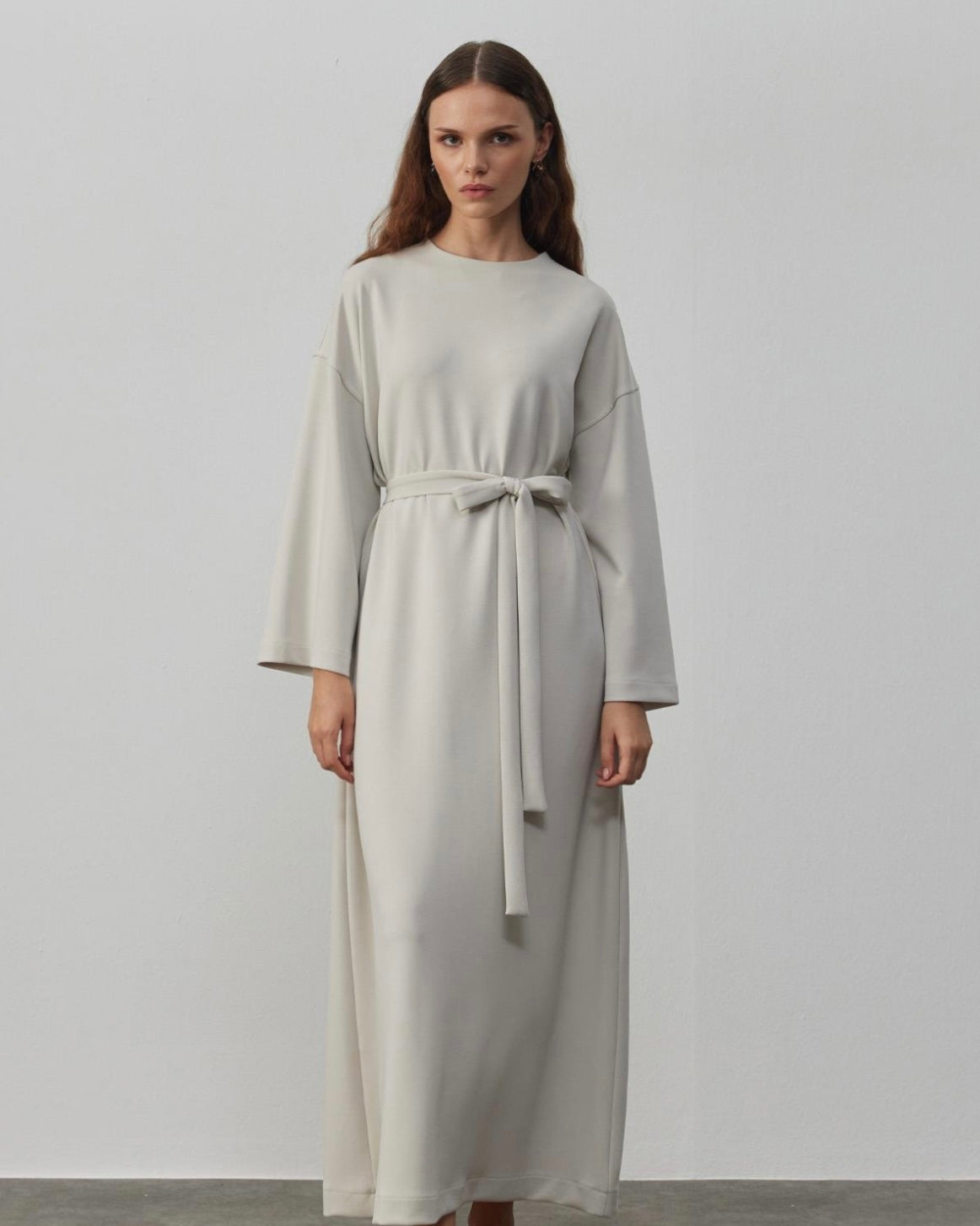 Lounge Belted Dress - cold beige