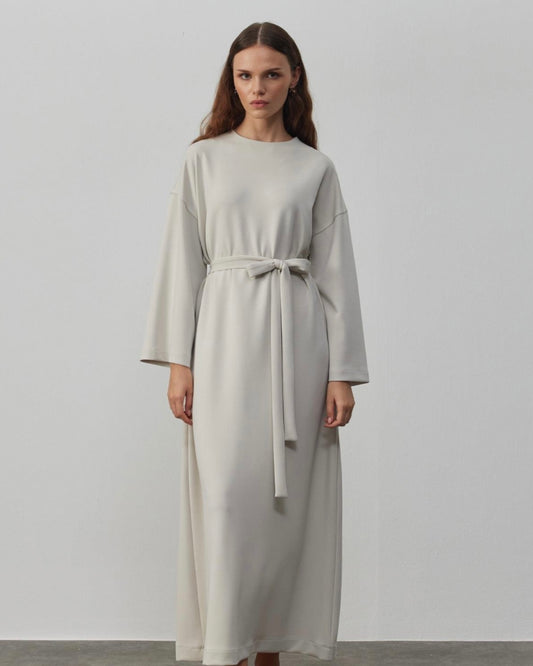 Lounge Belted Dress - cold beige