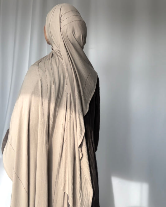 Delux Stone jersy Hijab - beige/gold ds07