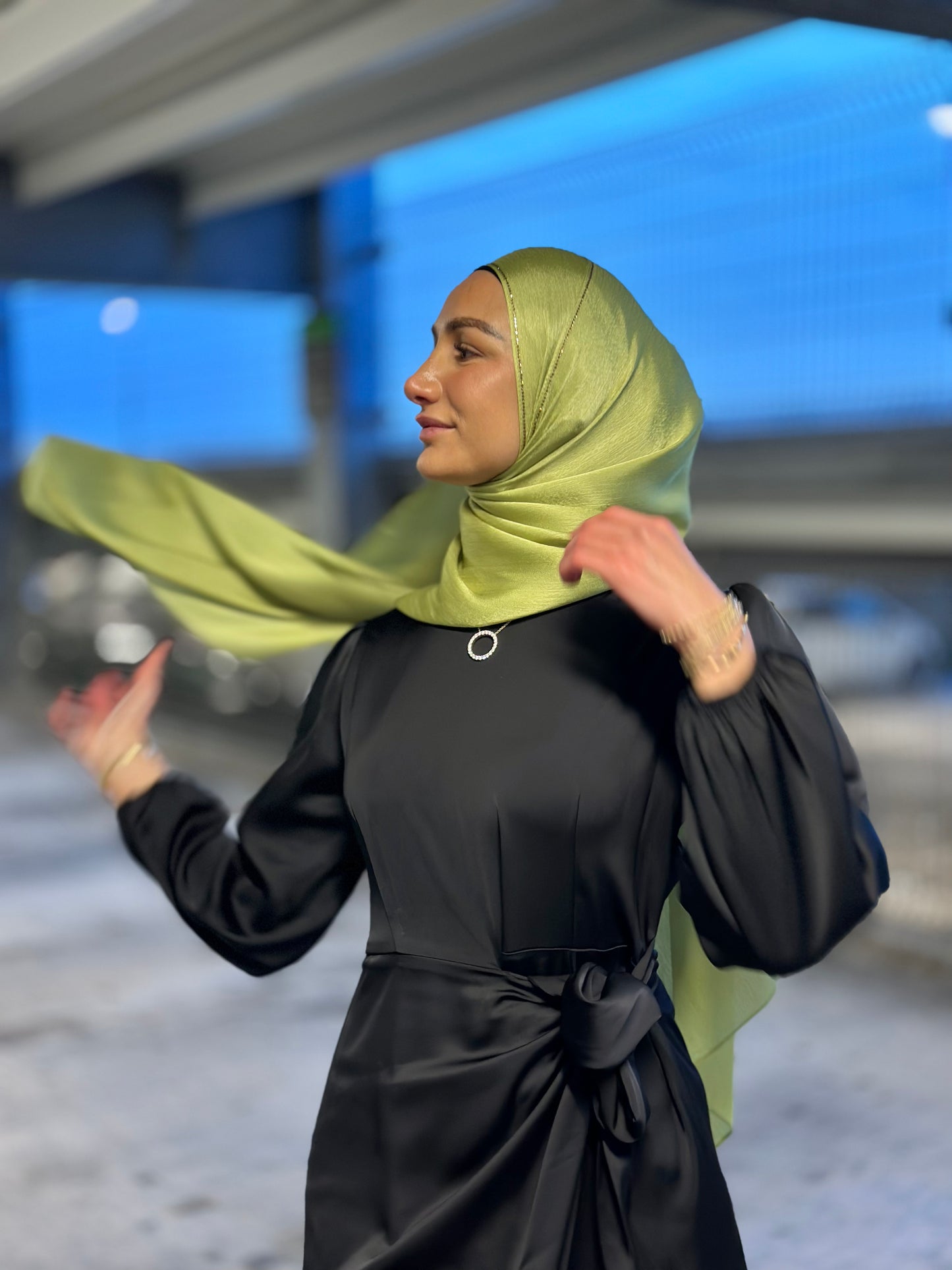Silk stone hijab - Pistachio y06