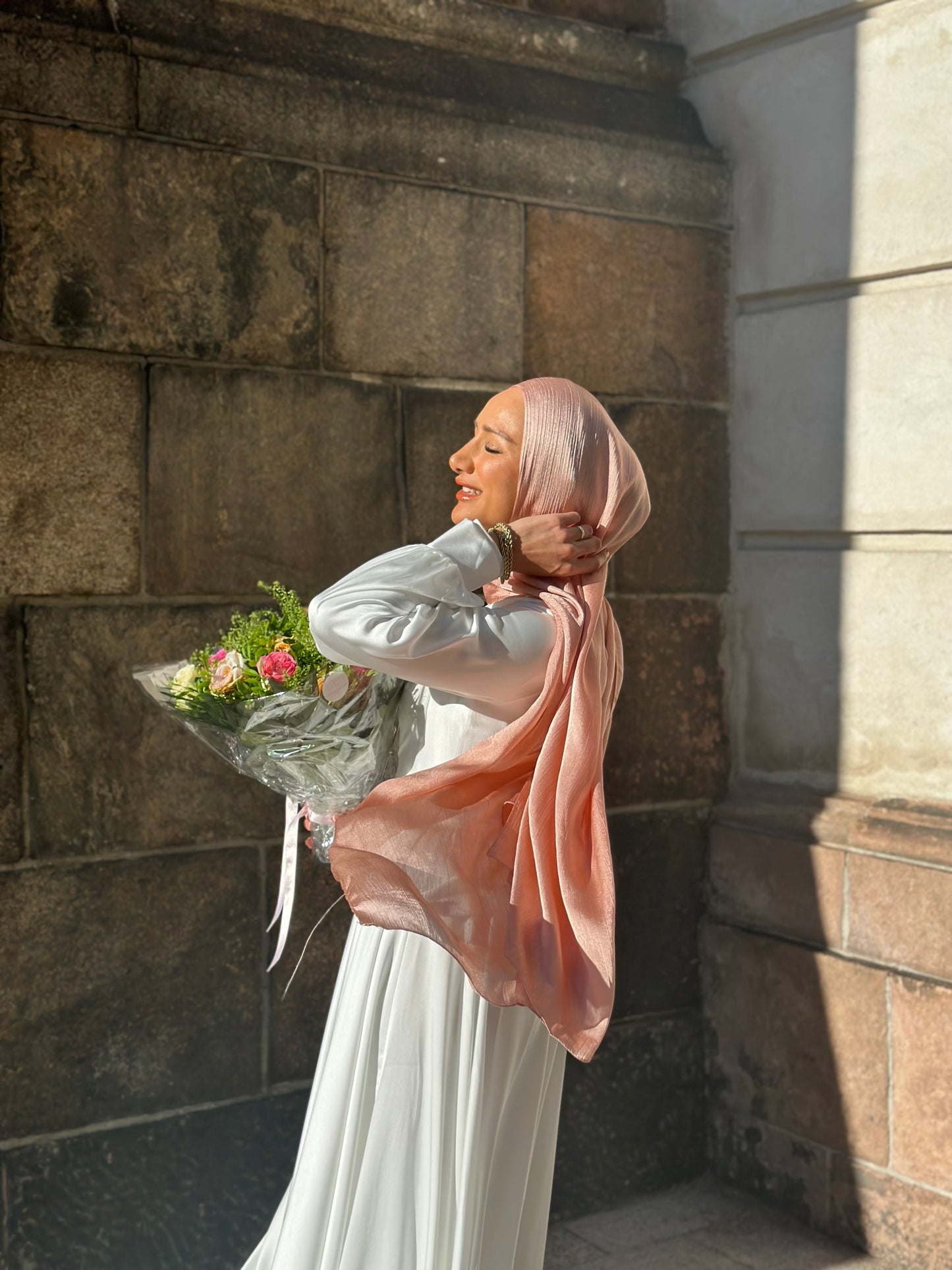 Shiny Silk Hijab - Desert Coral ss57