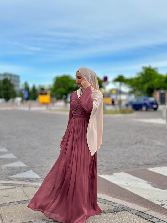 Majestic Charm Chiffon Dress - Old Rose