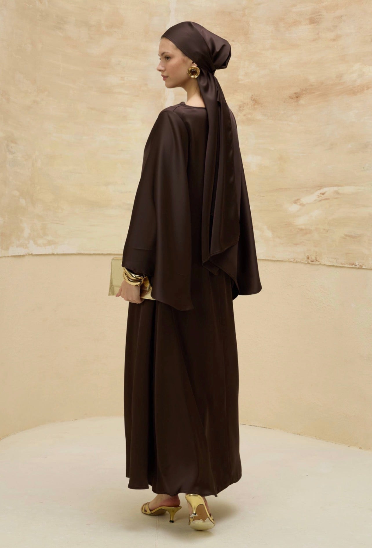 Classy Silk dress - Brown