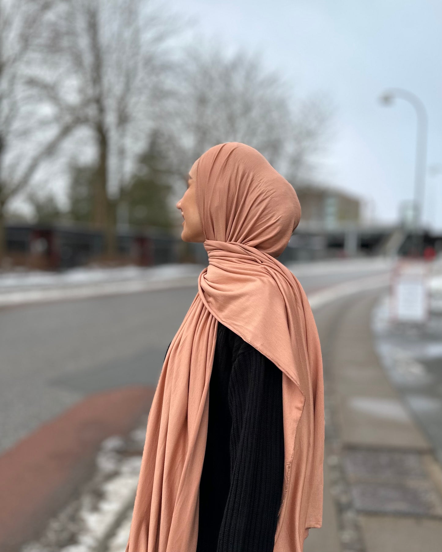 Plain Jersey hijab - Creamy Peach b03