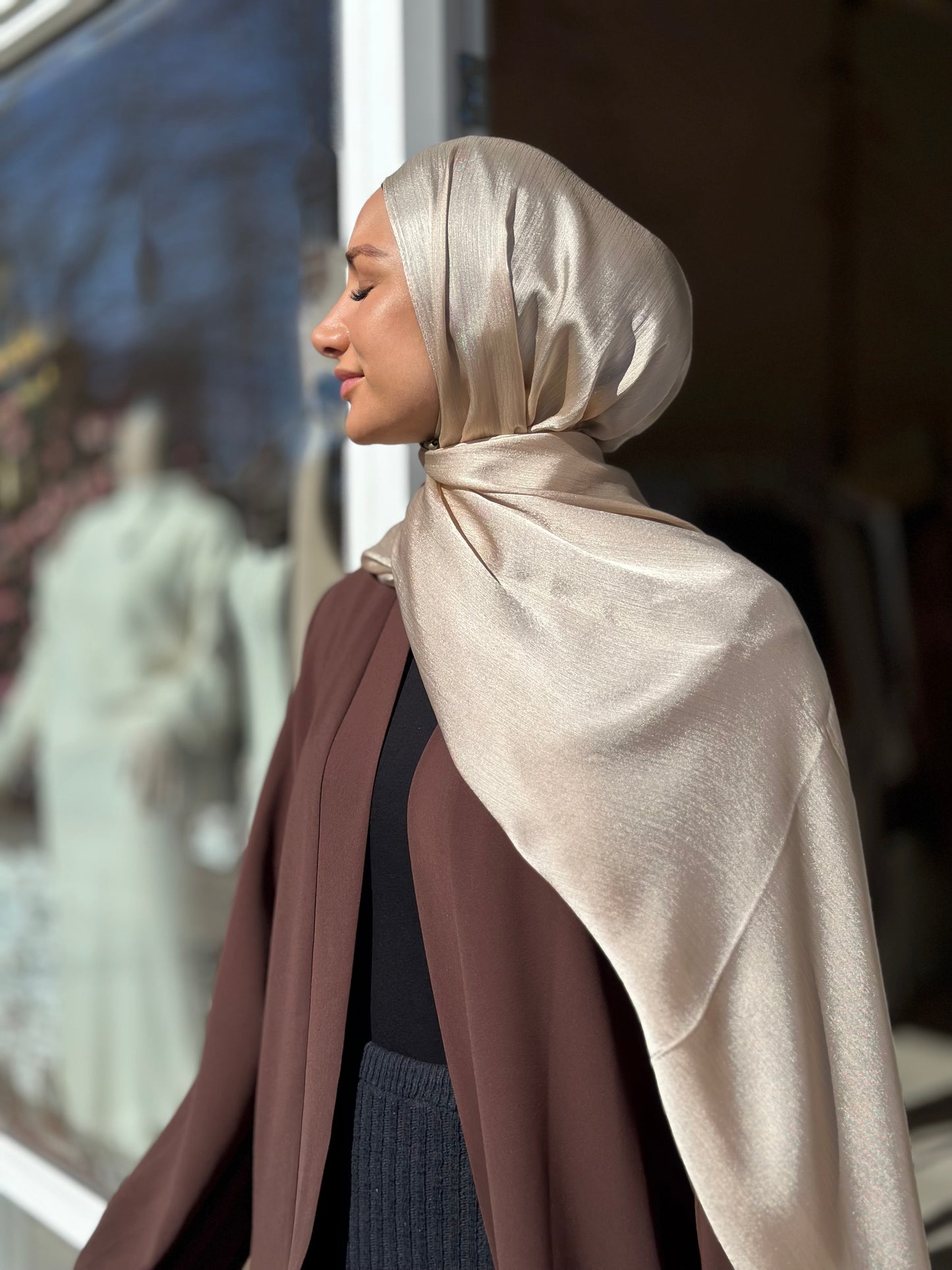 Shiny Silk Hijab - Gold ss132