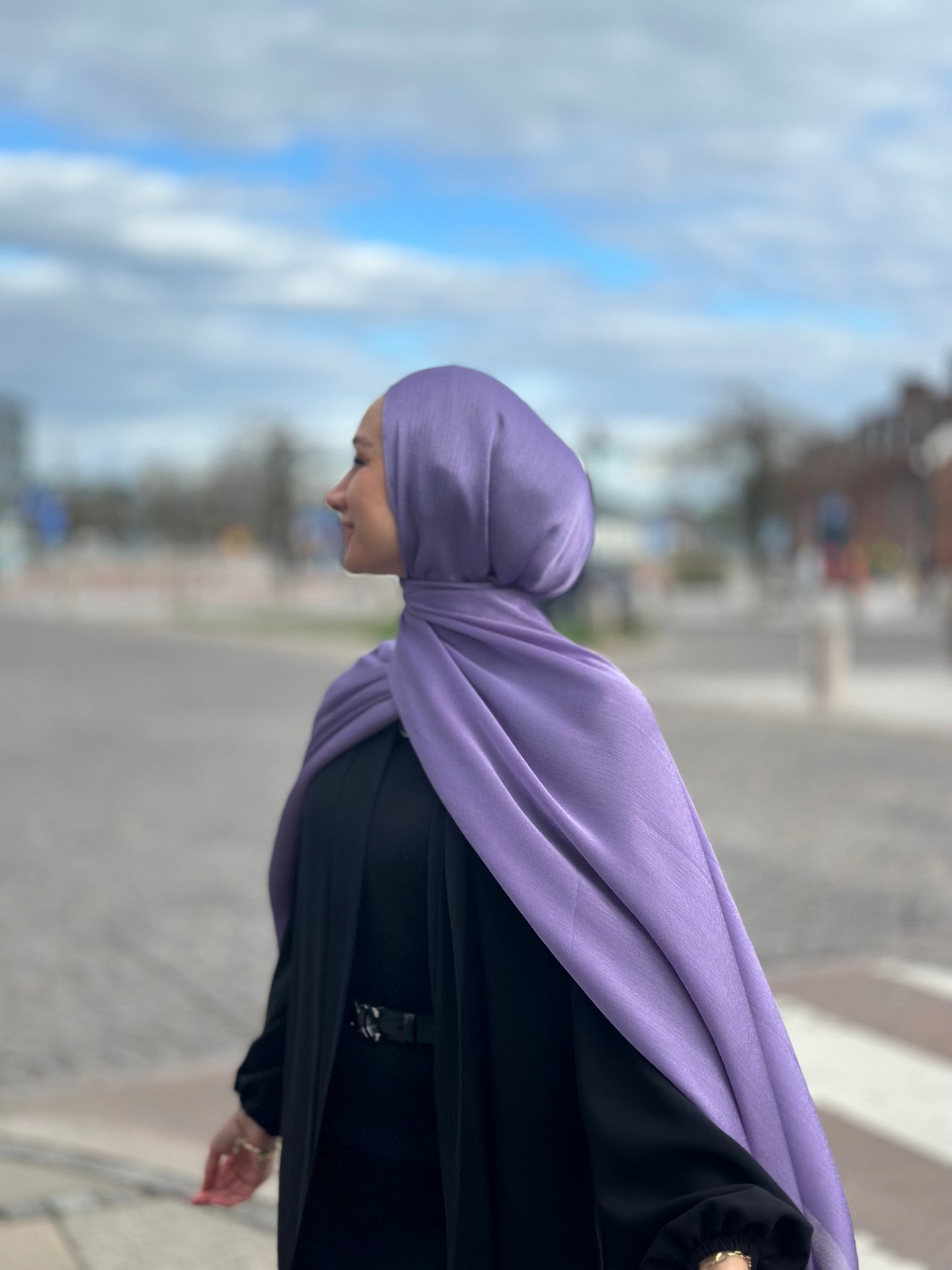 Shiny Silk Hijab - Light Purple 08