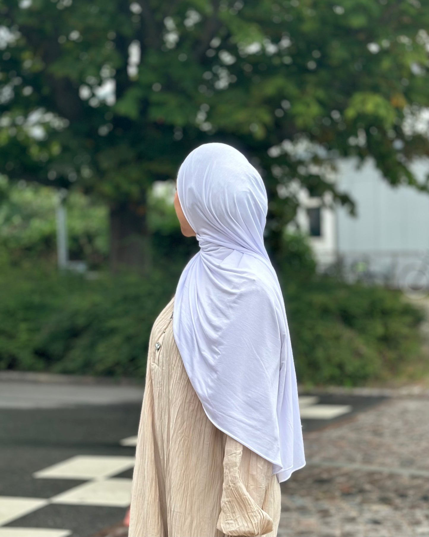 Plain Jersey Hijab - Cotton White b56