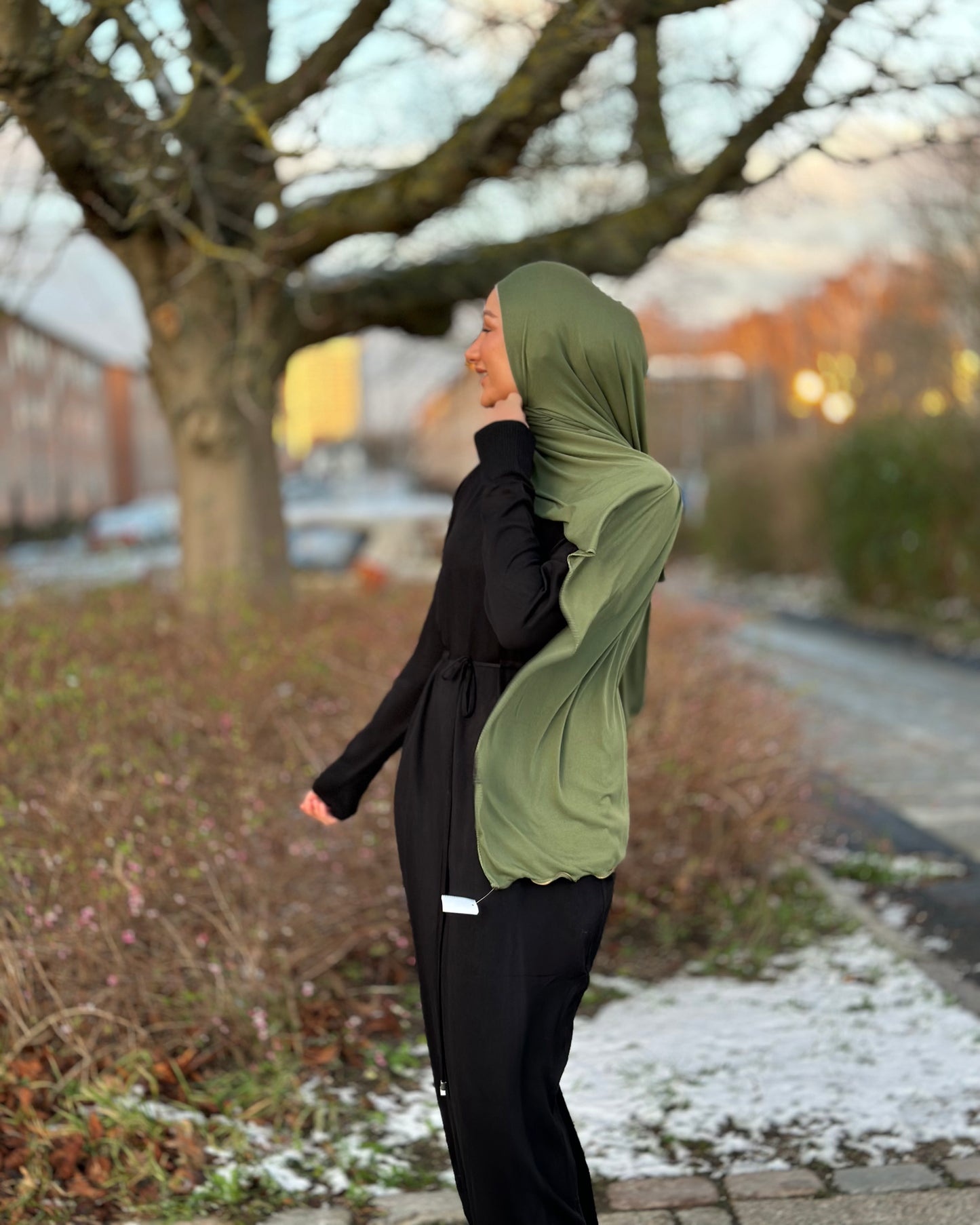 Flowy jersy Hijab - green FJ13