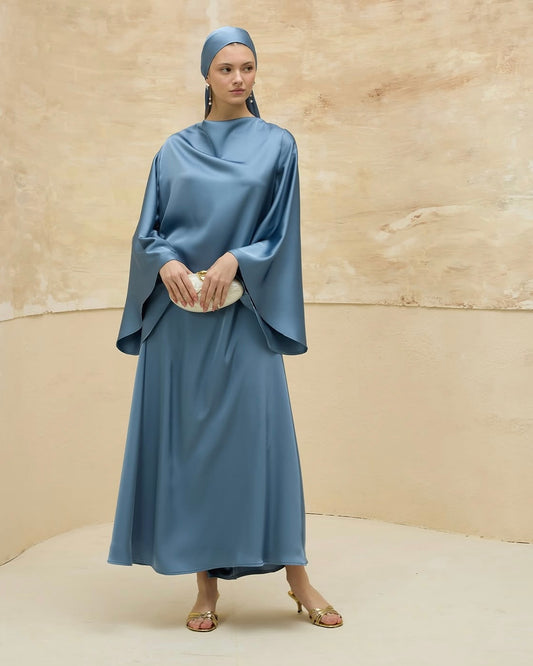 Classy Silk dress - skye blue