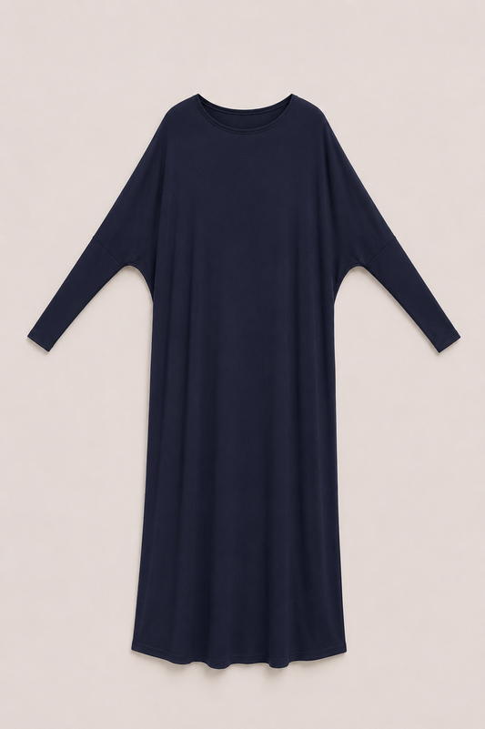 Butterfly Viscose Abaya - Navy