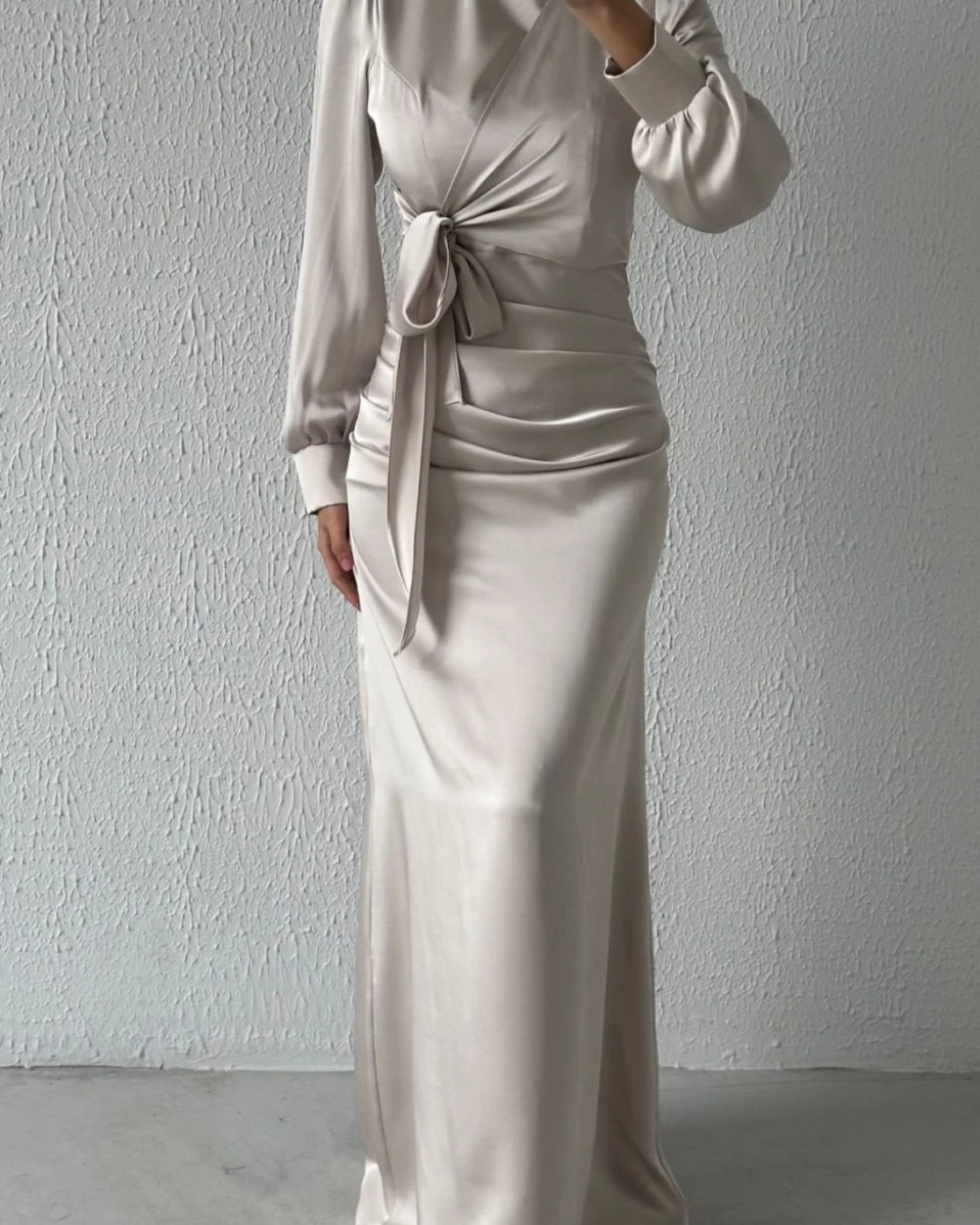 Bodycon Satin Dress - Ivory