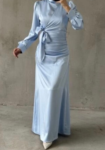 Bodycon Satin Dress - Hydrangea