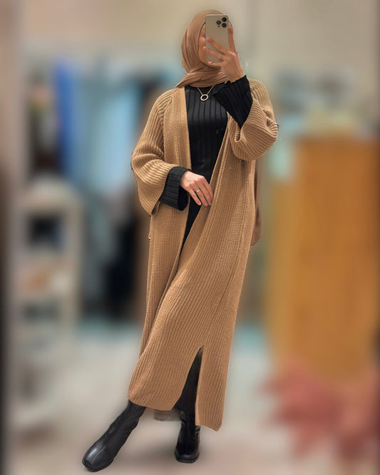 Warm oversize cardigan - brown sugar