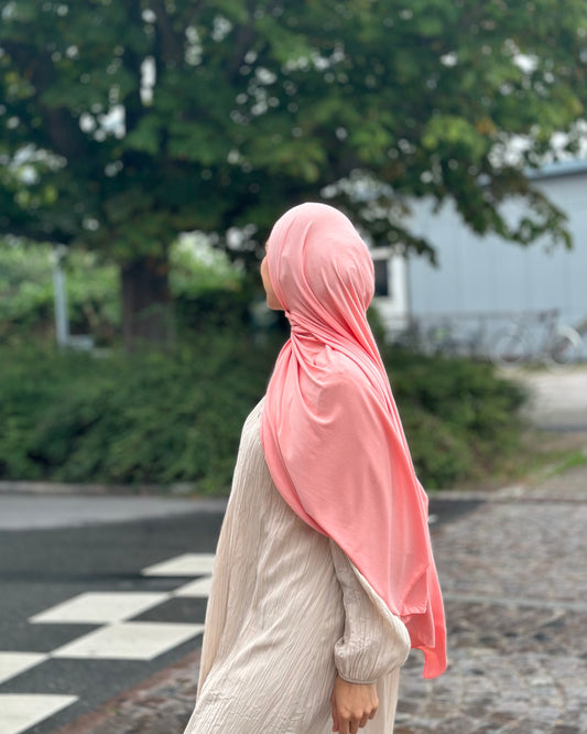 Plain Jersey Hijab - Coral Pink b17