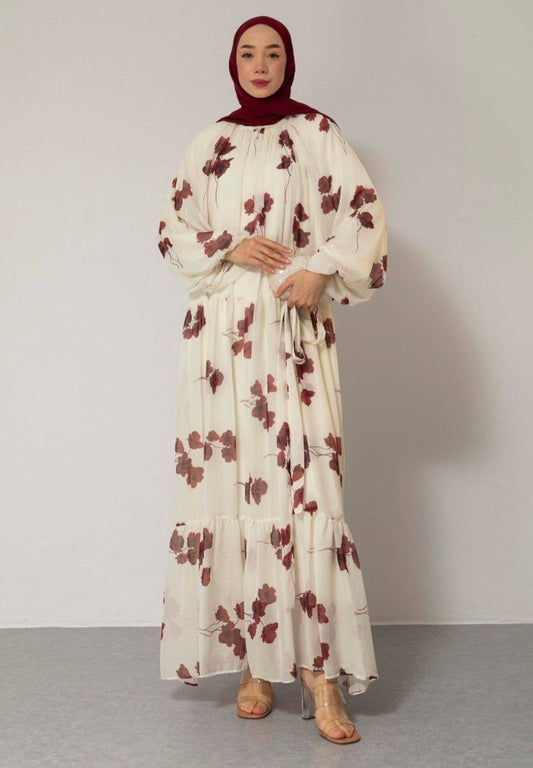 Elara bloom dress - red Wine