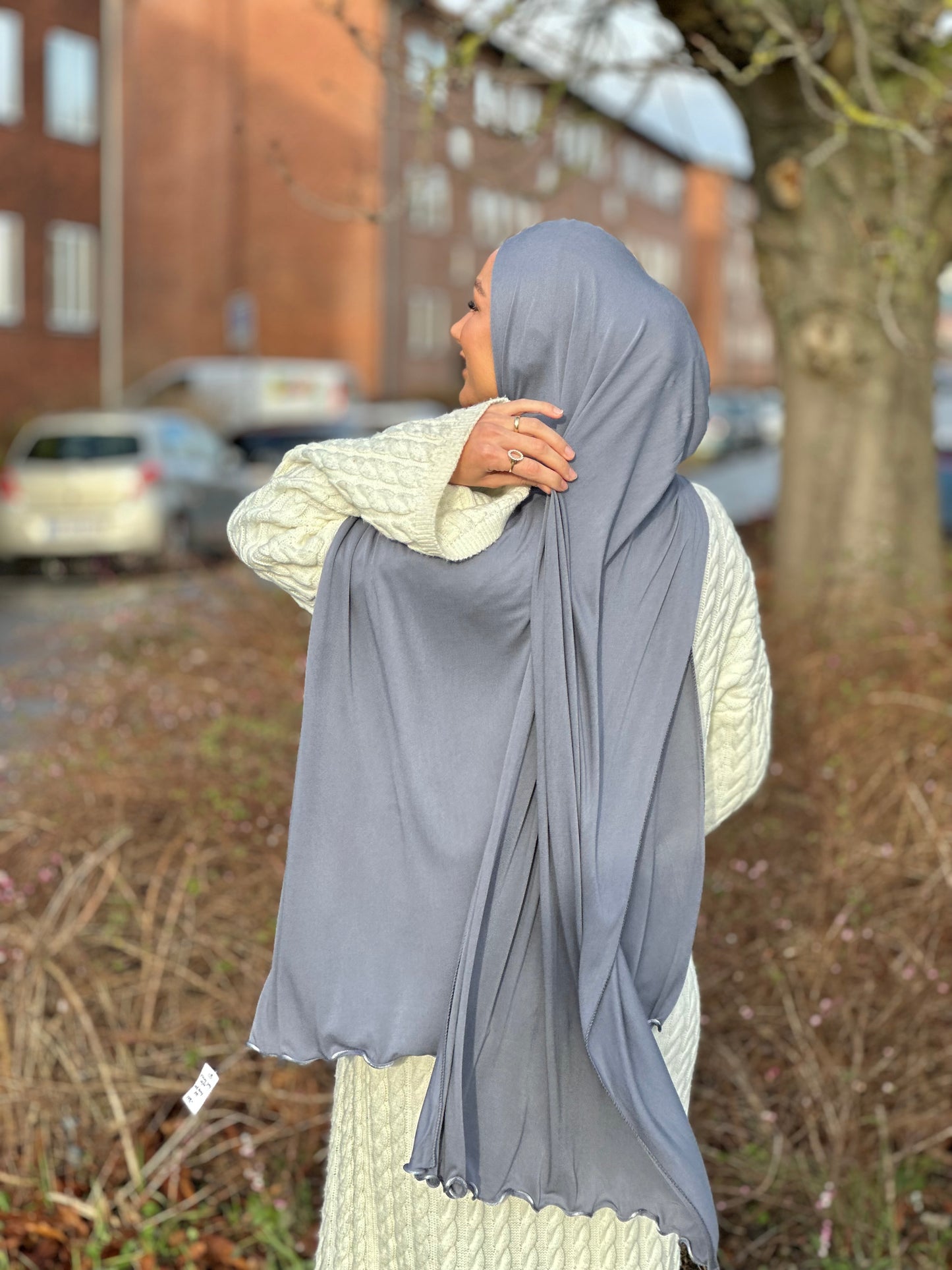 Flowy jersy Hijab - mid grey FJ19