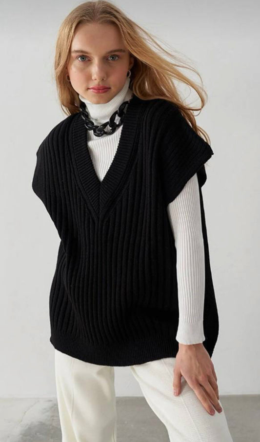 Oversize Knitted vest - charcoal