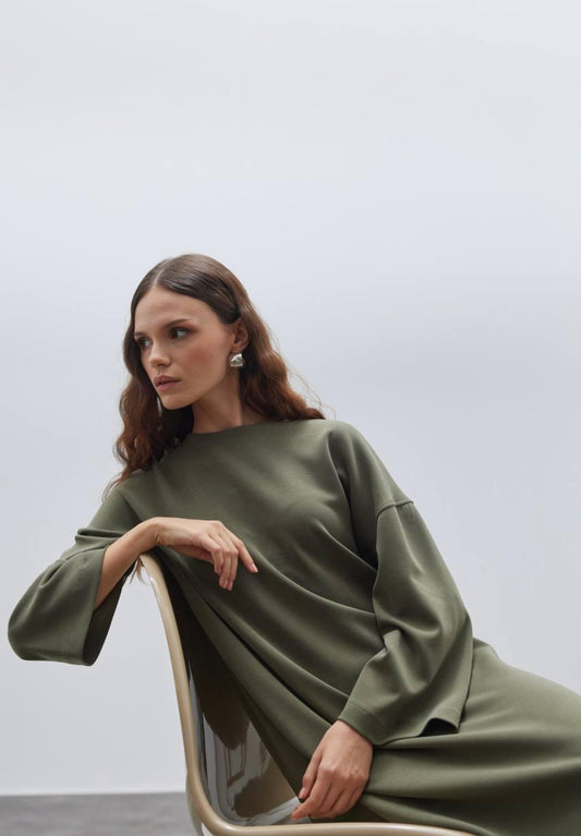 Lounge Belted Dress - khaki