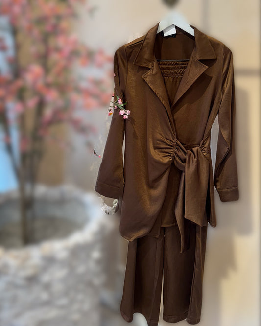 Silk-blend velvet blazer set - Cookie