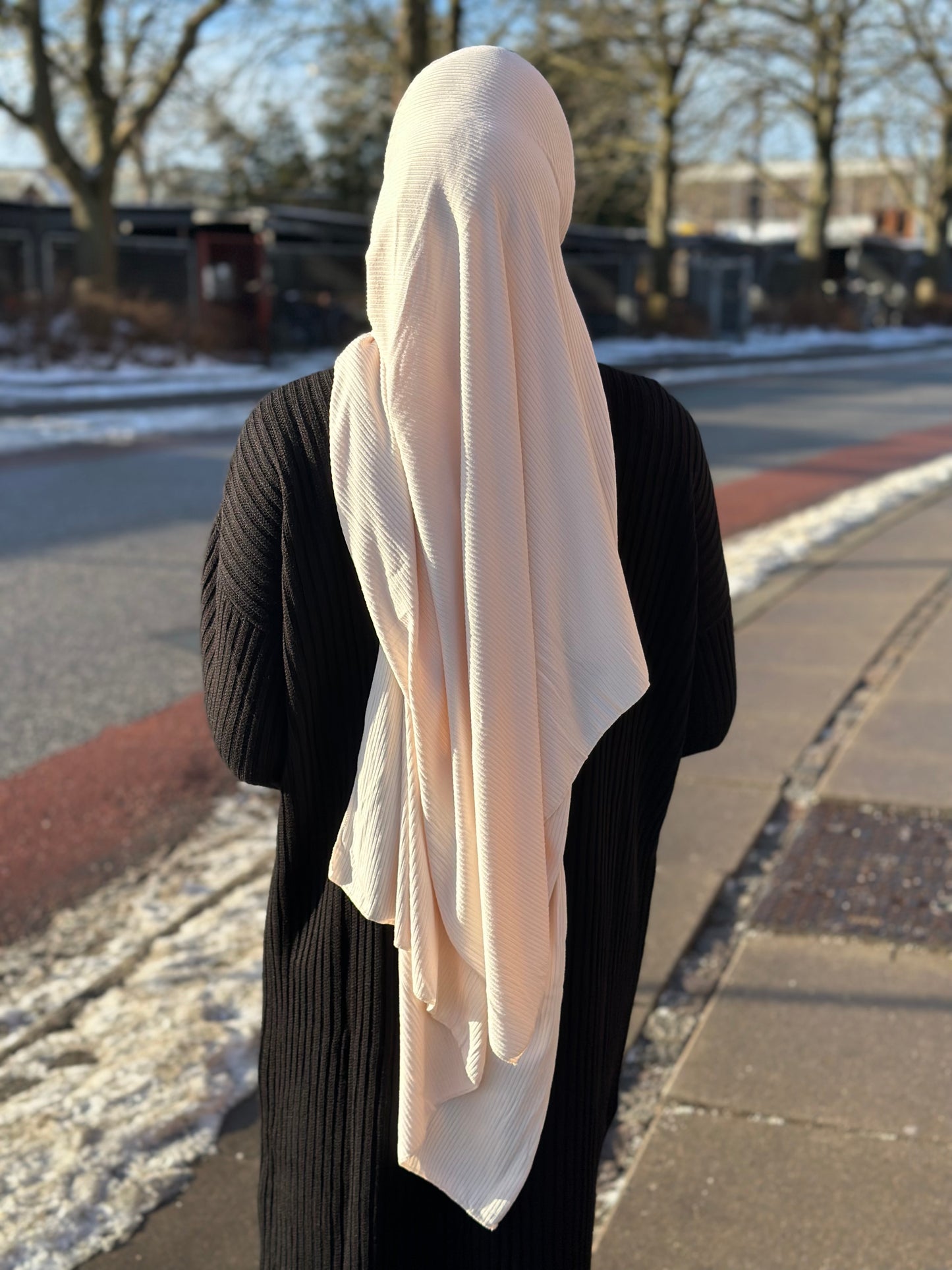 Premium Ribbed Jersey Hijab - Ivory bc08