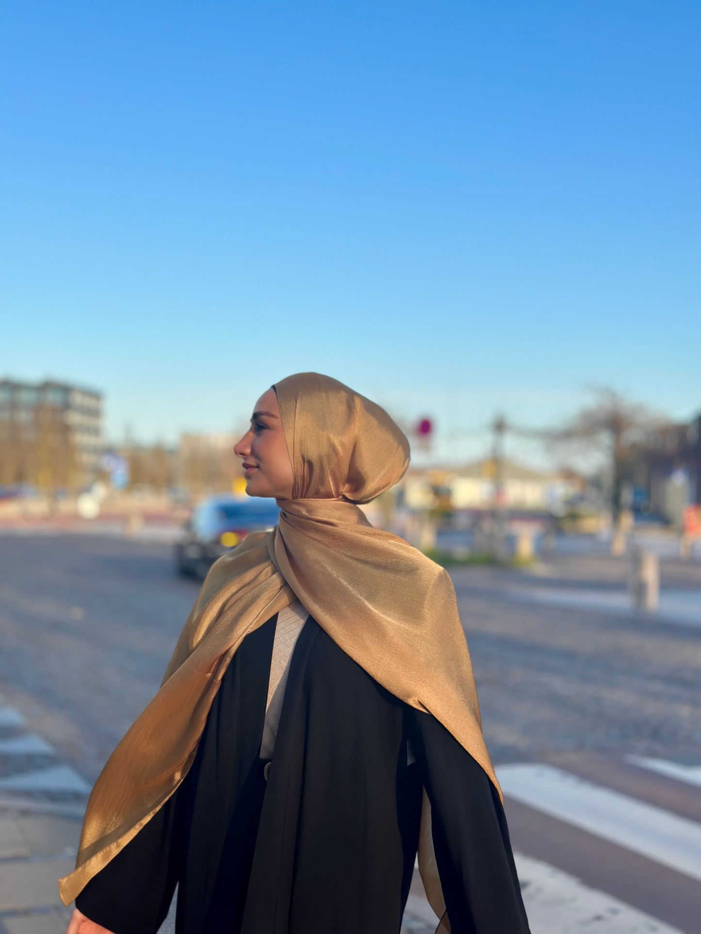 Shiny Silk hijab - Yellow Gold Ss134