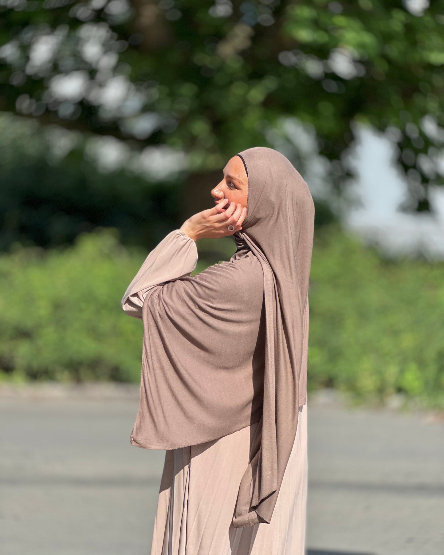 İnce Jersey Tesettür - Sepya tb52