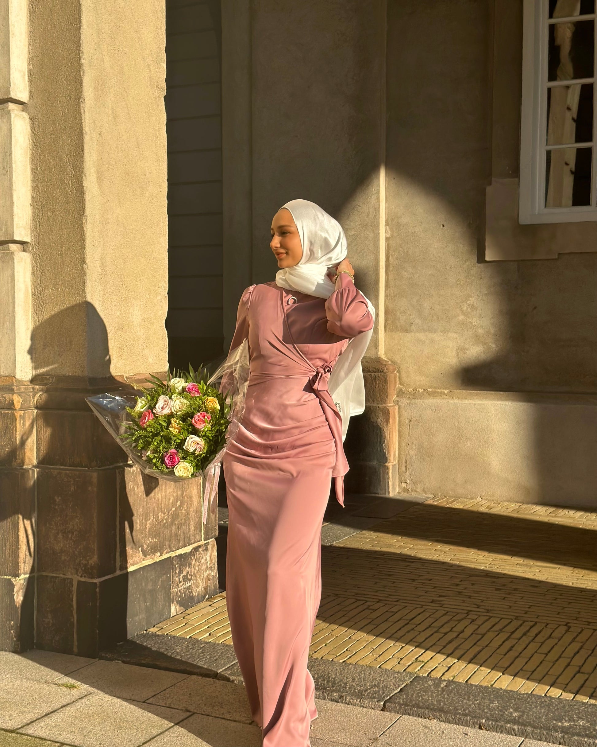Bodycon Satin Dress - Dusty pink - 38 Bodycon Satin Dress - Dusty pink - 38