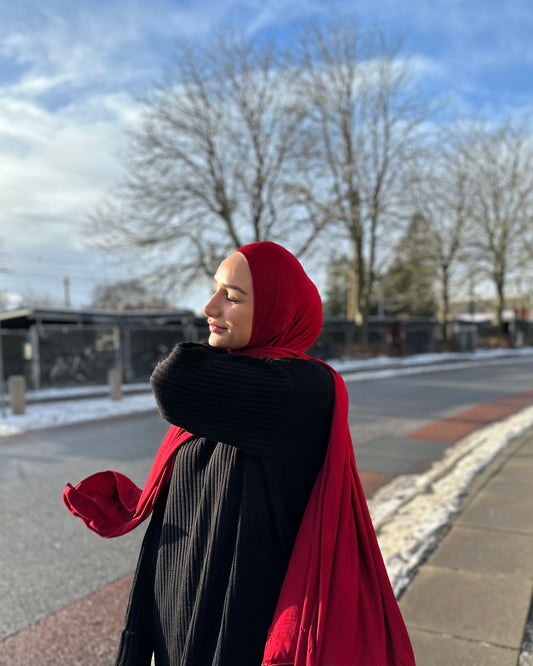 Plain Jersey hijab - Red B08