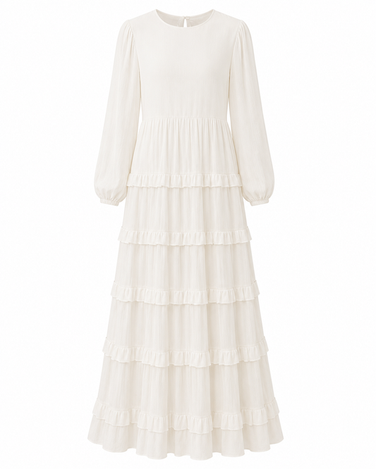 White Tiered Maxi Dress