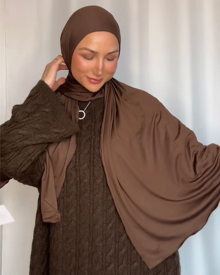 Lux Jersey Hijab - Warming Brown n10