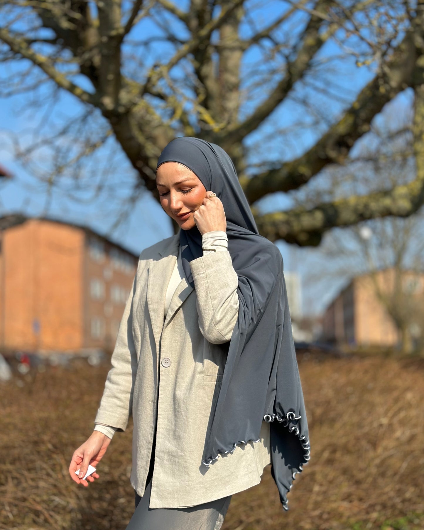 Flowy Lycra Hijab - Rustic gray fl19