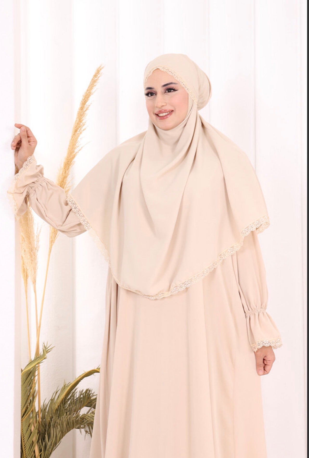 Elegant Caped Dress - beige