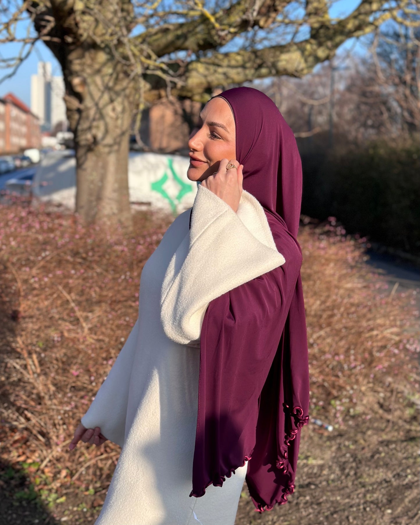 Flowy Lycra Hijab - Mulberry fl42