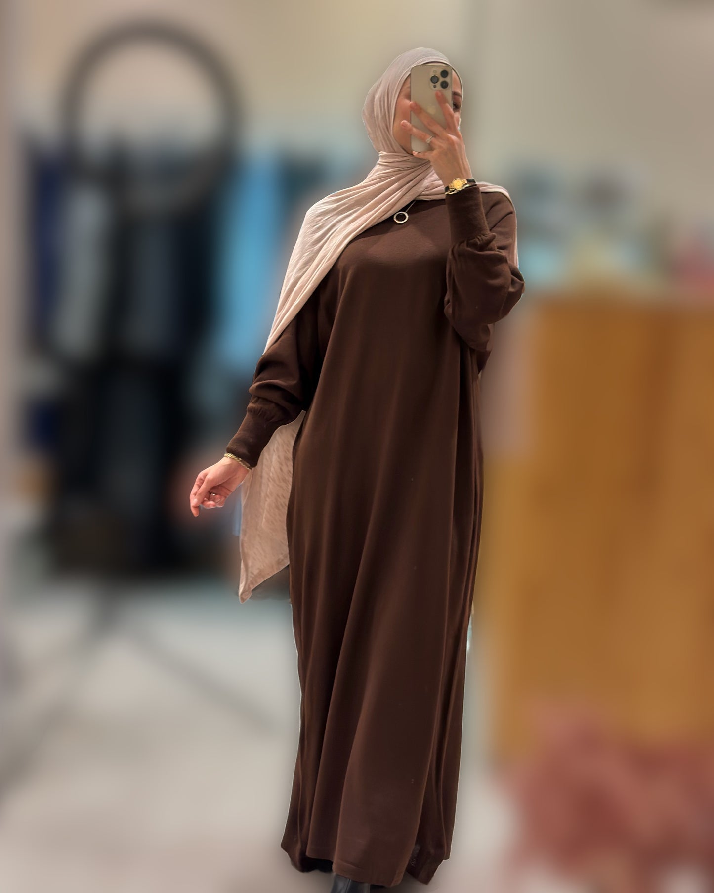 Ballon knit dress - Brown