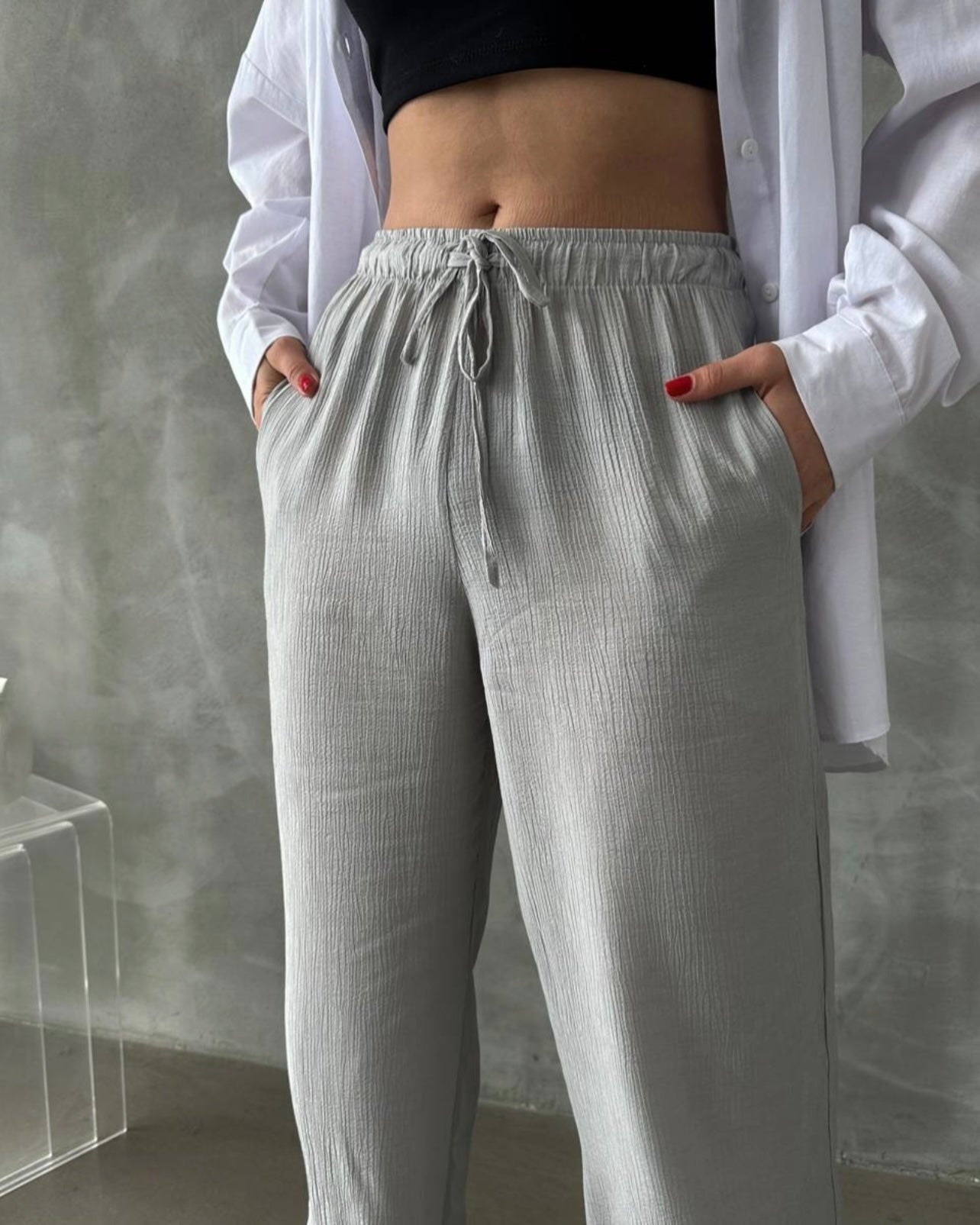 Crincle pants - Grey