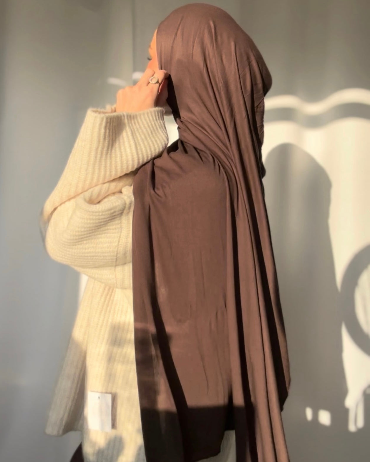 Plain Jersey hijab - Lungo Coffee b26