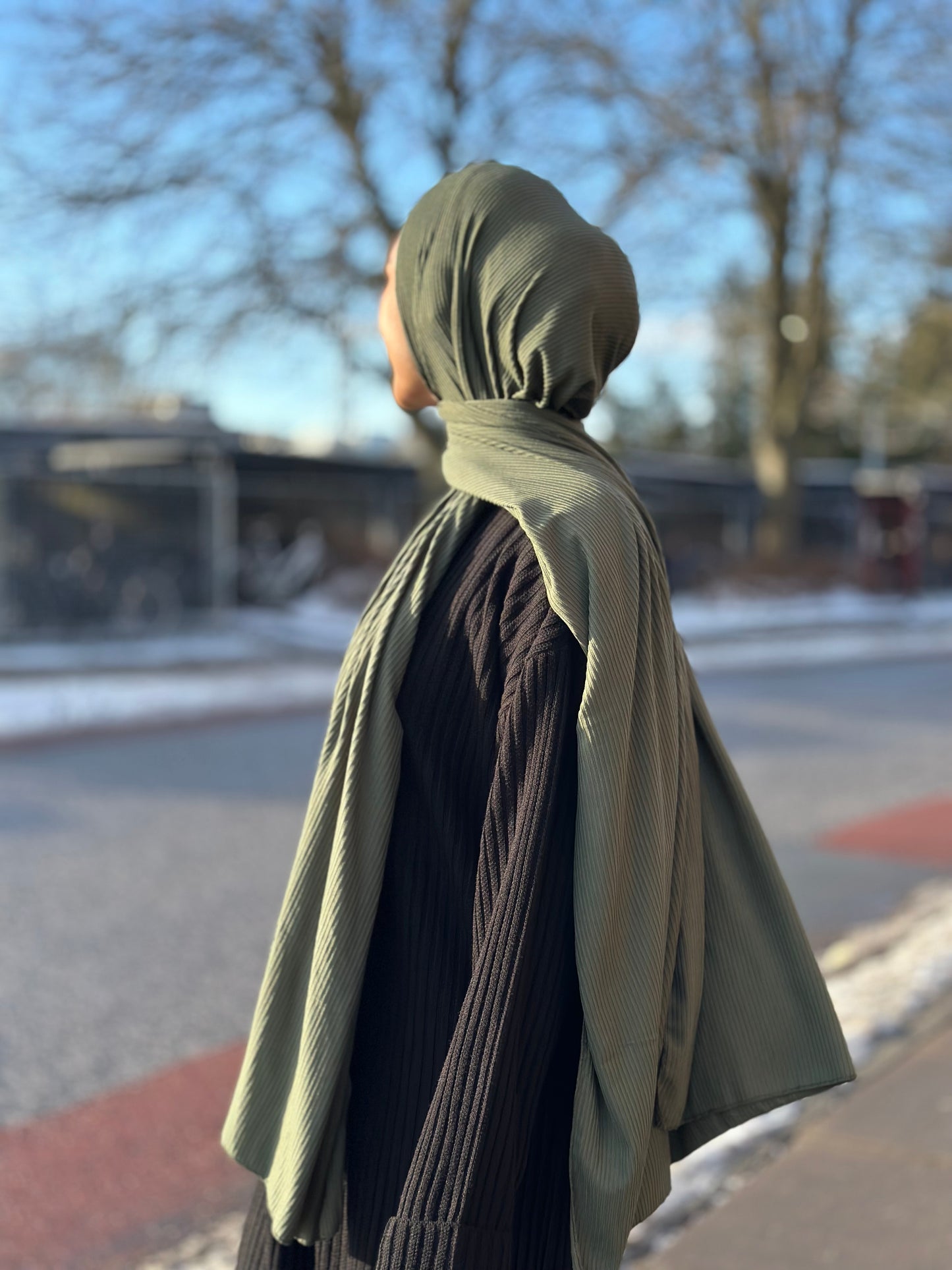 Premium Ribbed Jersey Hijab - Army bc04