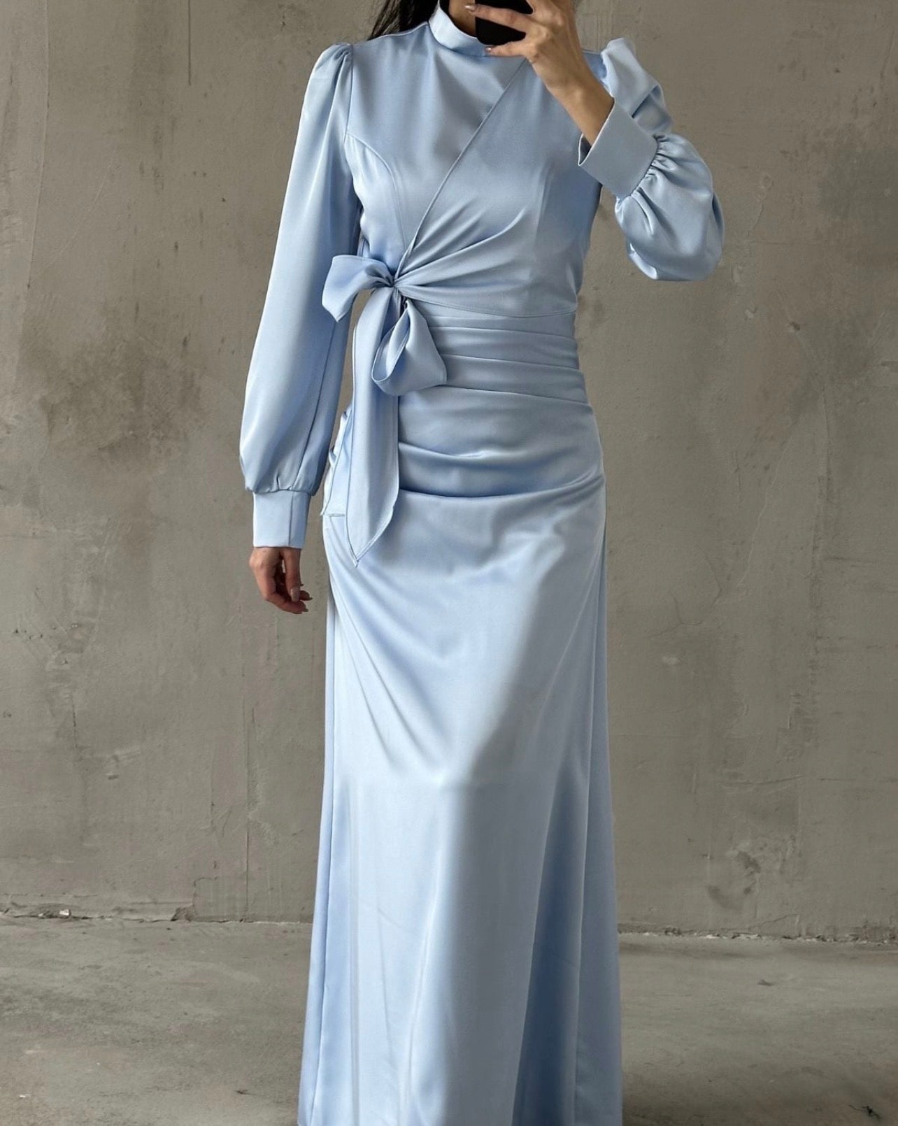Bodycon Satin Dress - Hydrangea