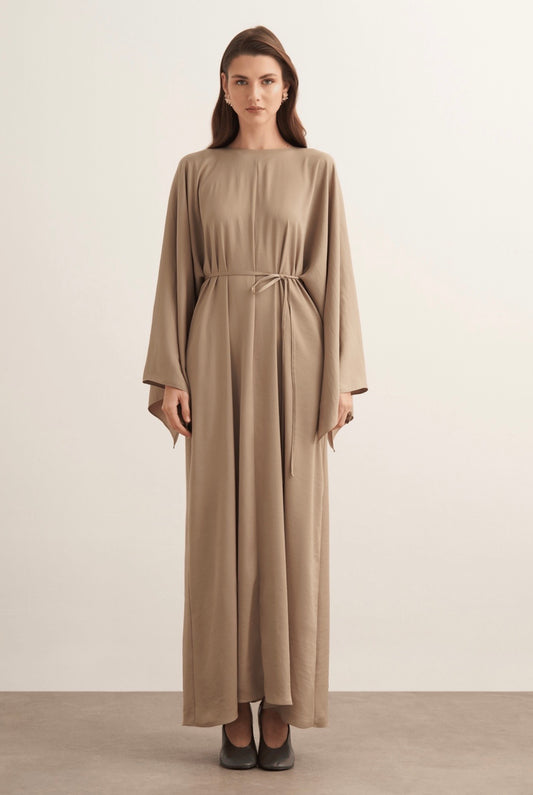 Flow Silk Abaya - Latte