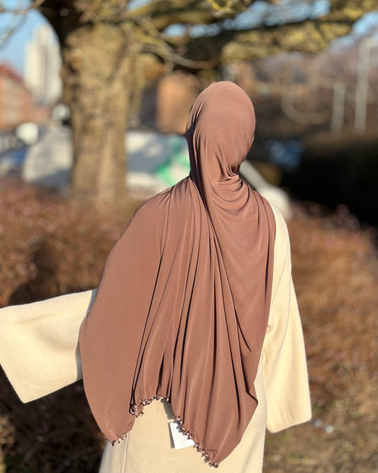 Flowy Lycra Hijab - Cream Cake fl39