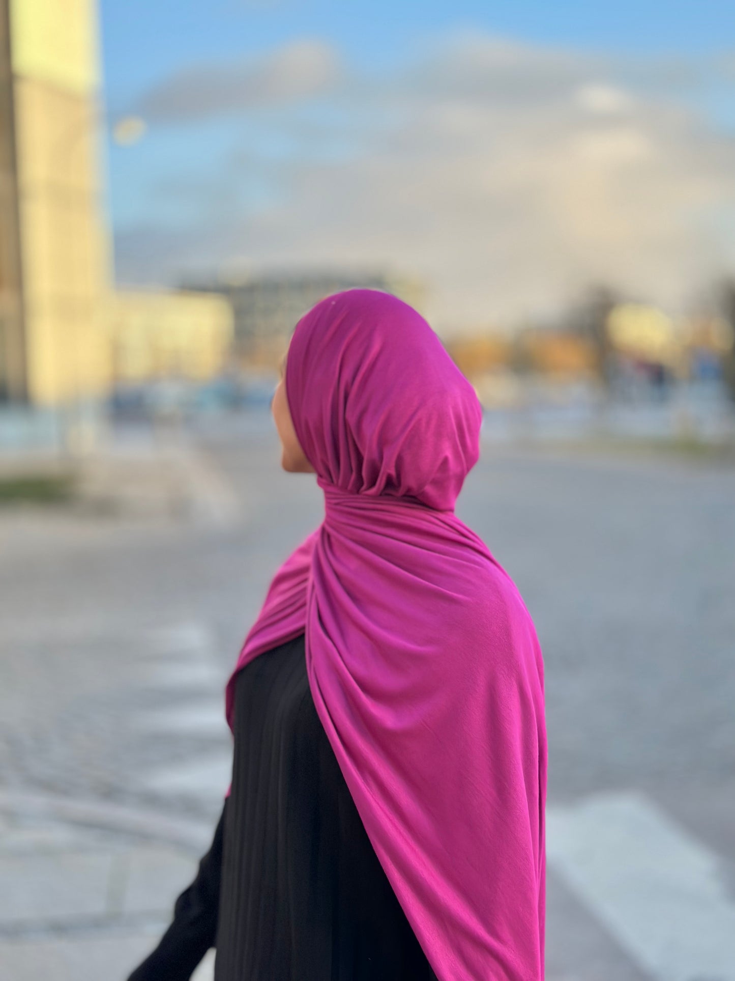Plain Jersey Hijab -Dark Pink b09