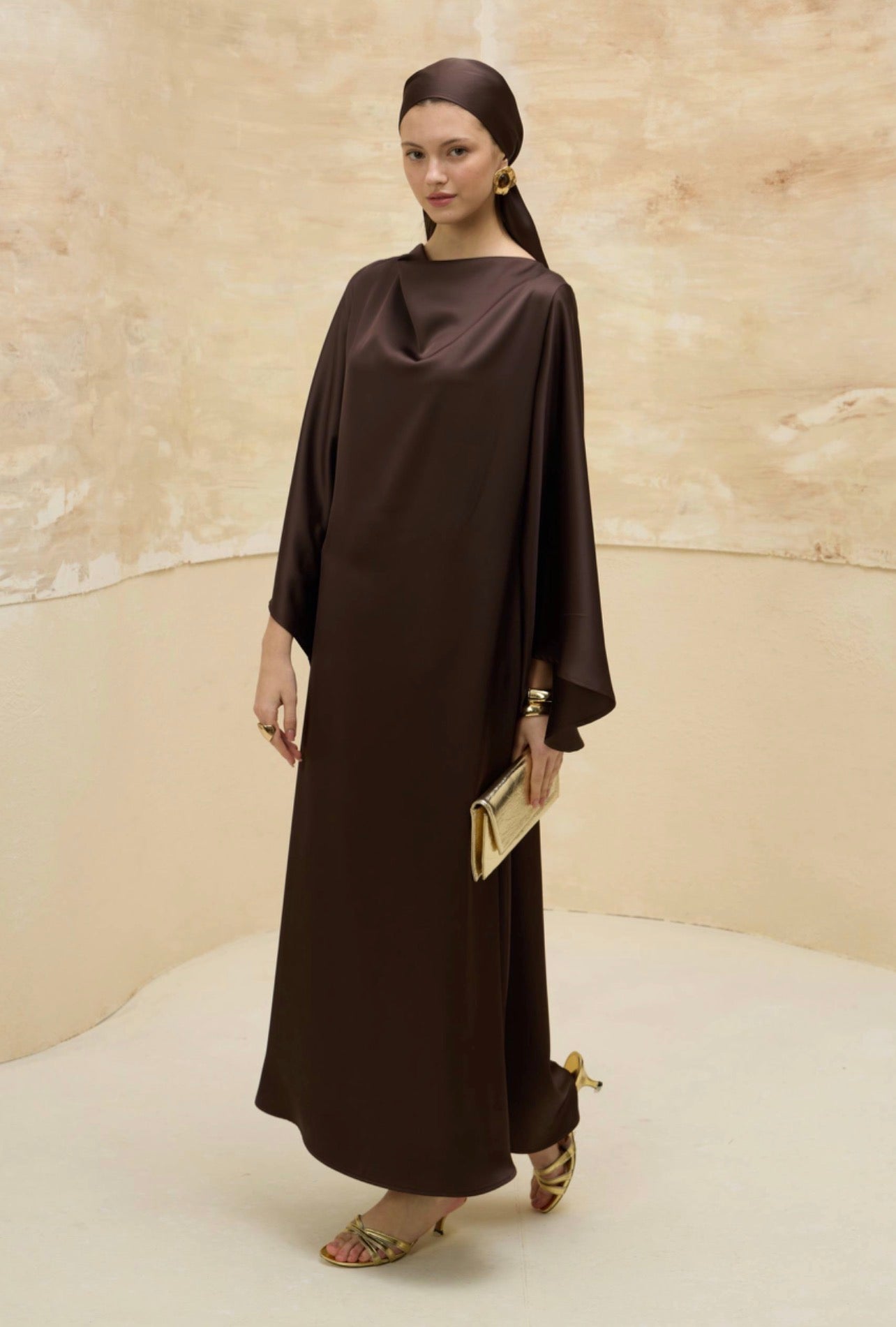 Classy Silk dress - Brown