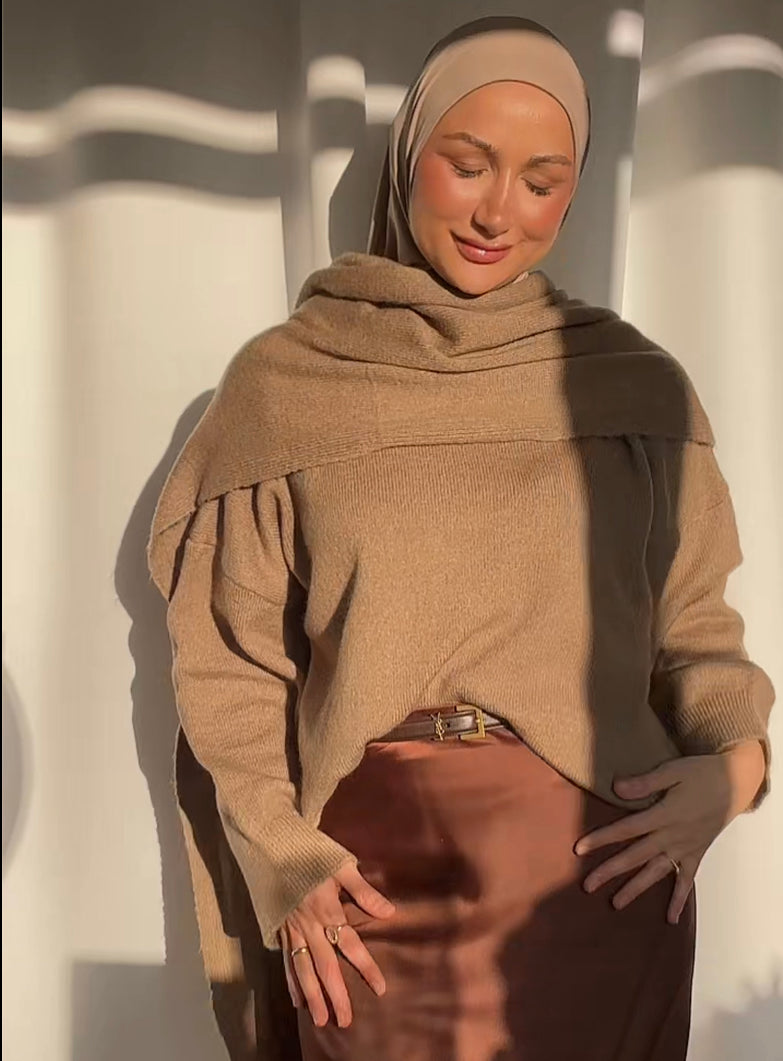 Knitted Cape Top - Mocha