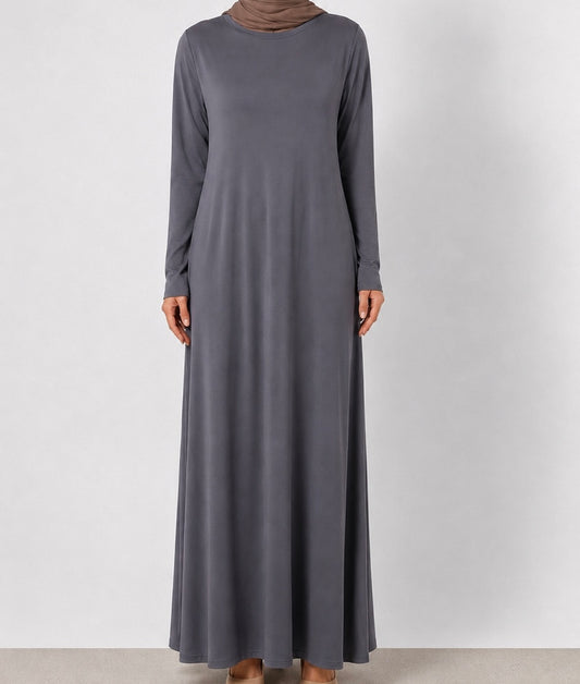One size viscose abaya - Dark grey