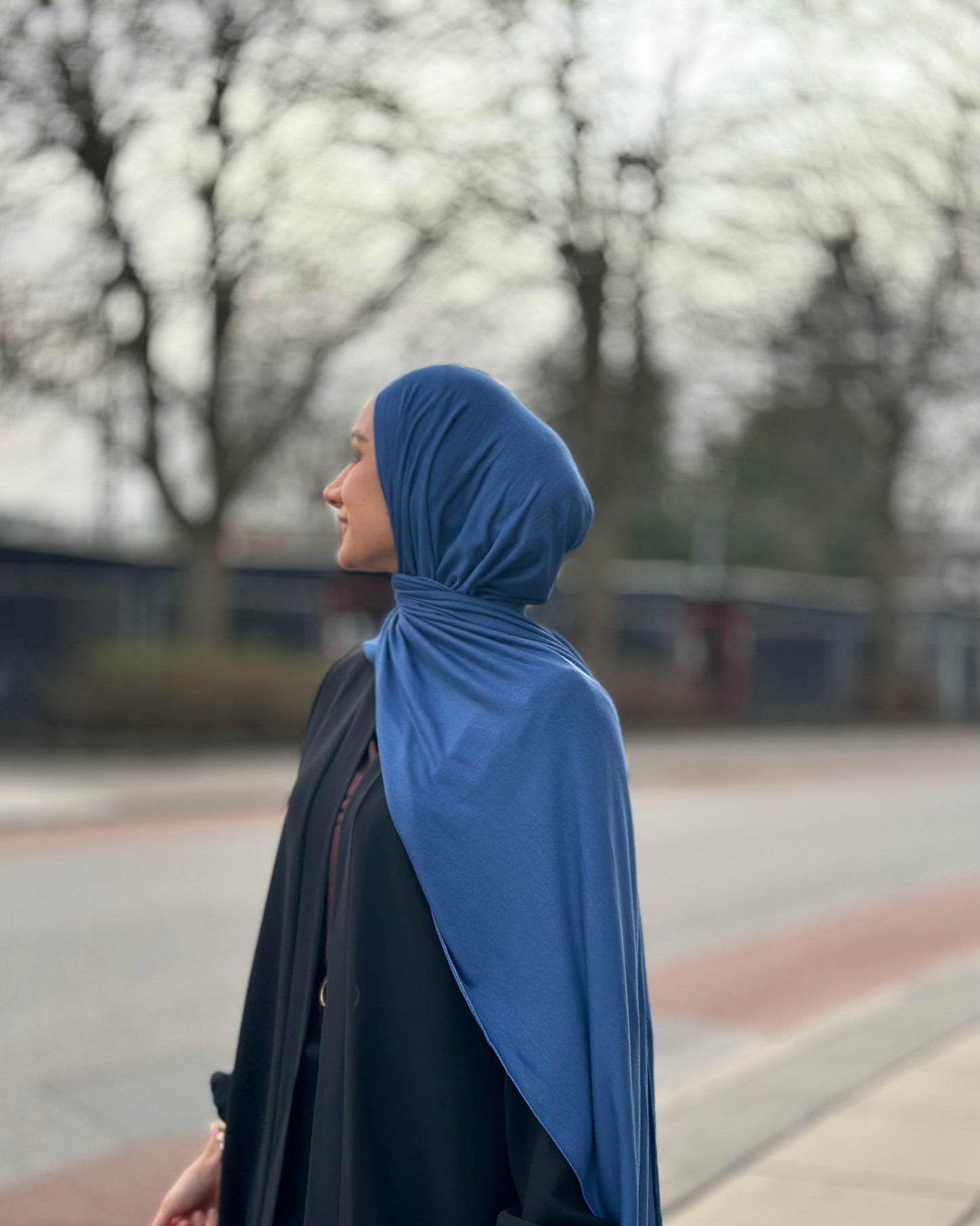 Plain Jersey hijab - indigo Blue b80