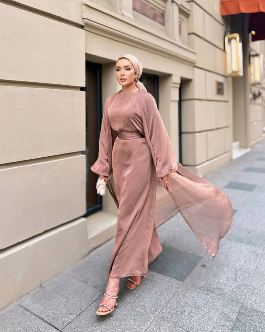 Alia 2-piece chiffon abaya - Bronze