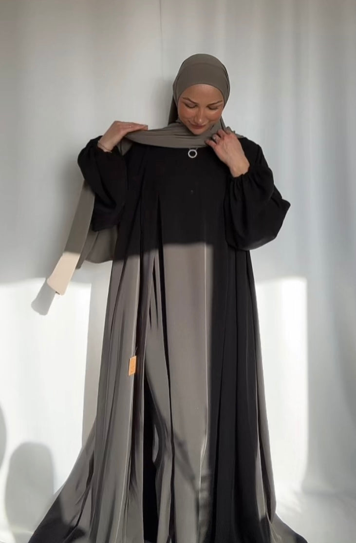 Elegant 2-piece Abaya set - noir